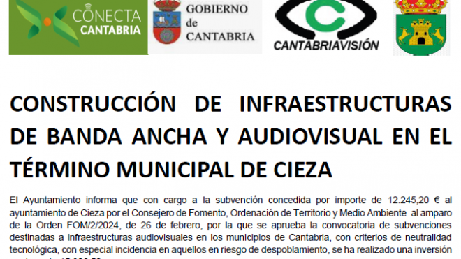 Construcción de Infraestructuras de banda ancha y audiovisual en el termino municipal de cieza