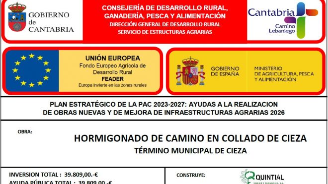 MEJORA DE INFRAESTRUCTURAS AGRARIAS 2026